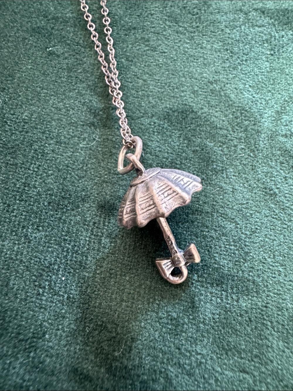 Silver Umbrella Pendant Necklace